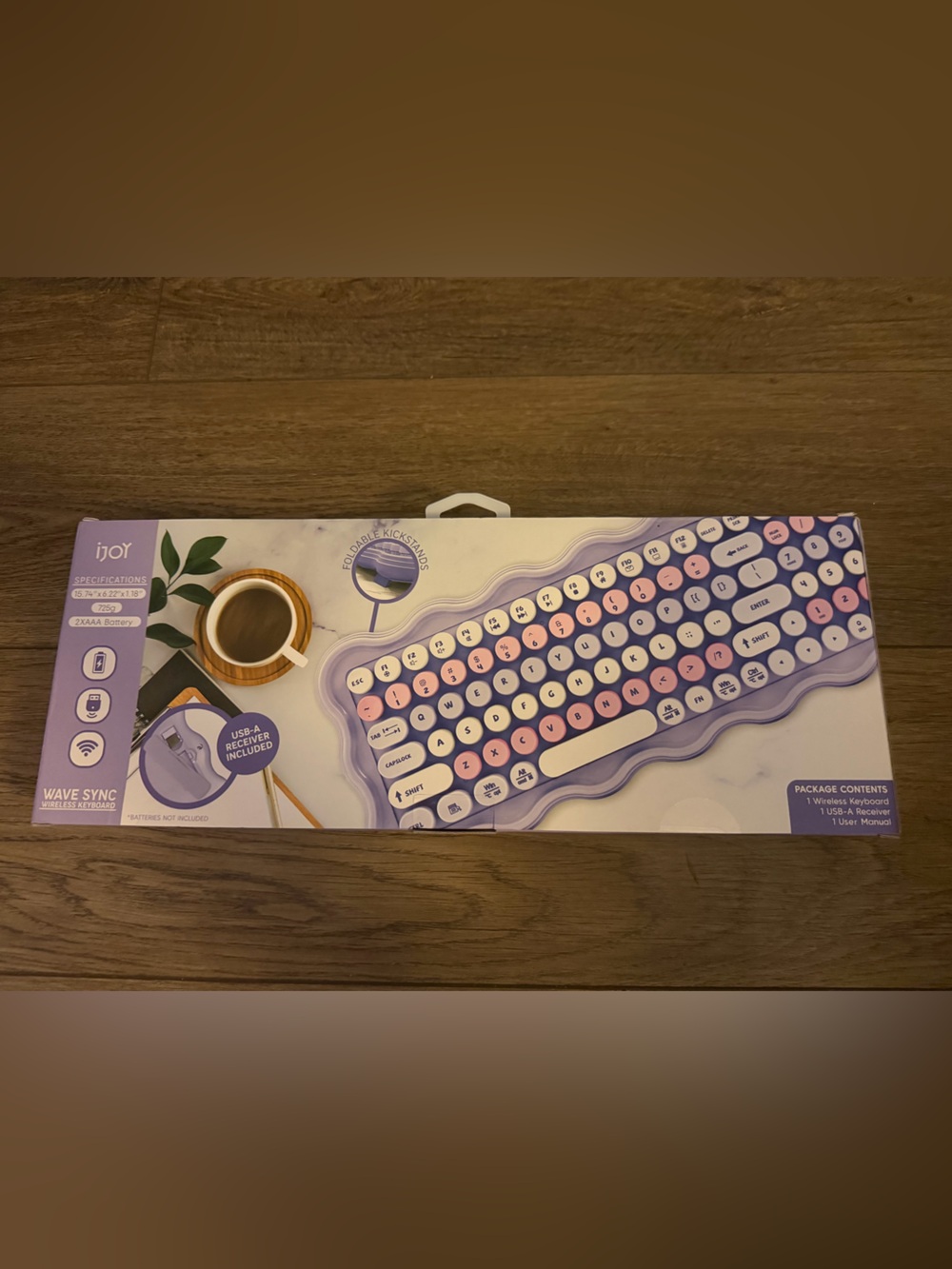 Lavender and Pink Retro Wave Sync Wireless Keyboard